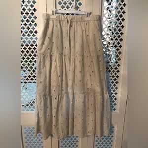 Midi length white tired skirt with pockets from A New Day